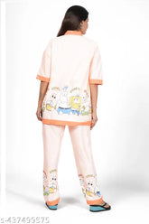 Cotton blend printed pyjama set, women's nightwear loungewear by CHHAYA - classic and effortlessly stylish for lounging and cozy sleep